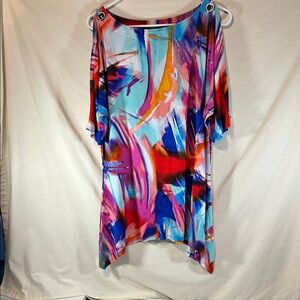 Cable and Gauge Abstract Multicolor Cold-Shoulder Top - Stylish Women's Tunic
